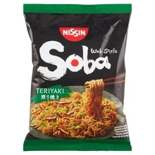 NISSIN SOBA WOK STYLE INSTANT TÉSZTA BÚZALISZTBŐL TERIYAKI ÍZESÍTŐ SZÓSSZAL 110 G