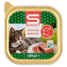 S-BUDGET PÁSTÉTOM MARHÁVAL, TELJES ÉRTÉKŰ ÁLLATELEDEL FELNŐTT MACSKÁK SZÁMÁRA 100 G