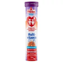 HAAS VITAL MULTIVITAMIN NARANCSÍZŰ PEZSGŐTABLETTA CUKORRAL ÉS ÉDESÍTŐSZEREKKEL 20 DB 80 G