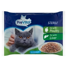 PREVITAL STERILE ALUTASAKOS TELJES ÉRTÉKŰ ELEDEL FELNŐTT IVARTALANÍTOTT MACSKÁK SZÁMÁRA 4 X 100 G