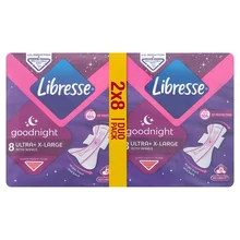LIBRESSE ULTRA+ GOODNIGHT EXTRA LARGE SZÁRNYAS EGÉSZSÉGÜGYI BETÉT, ÉJSZAKAI HASZNÁLATRA 16 DB