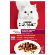 GOURMET MON PETIT TELJES ÉRTÉKŰ ELEDEL  MARHÁVAL, BORJÚVAL, BÁRÁNNYAL 6DB 300G