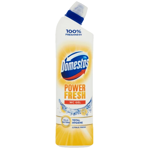 DOMESTOS POWER FRESH TOTAL HYGIENE CITRUS FRESH FERTŐTLENÍTŐ HATÁSÚ WC TISZTÍTÓ GÉL 700 ML
