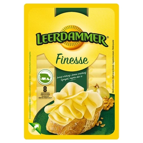 LEERDAMMER FINESSE ORIGINAL LAKTÓZMENTES, FÉLKEMÉNY, ZSÍROS SAJT 8 DB 80 G