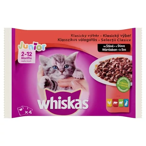 WHISKAS MACSKAELEDEL JUNIOR BONUS 4X100G