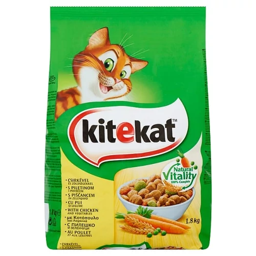 KITEKAT SZÁRAZ ÁLLATELEDEL MACSKÁK SZÁMÁRA CSIRKE-ZÖLDSÉG 1,8 Kg