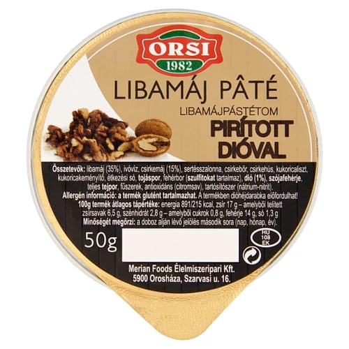 ORSI LIBAMÁJ PATÉ PIRÍTOTT DIÓVAL 50 G