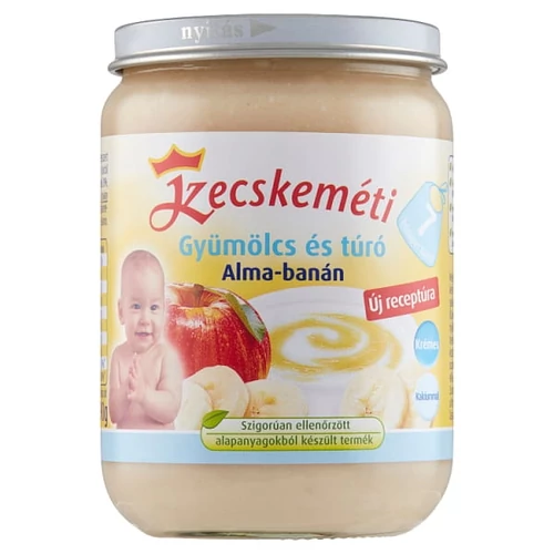 KECSKEMÉTI BIO GYÜMÖLCS ÉS TÚRÓ ALMA-BANÁN BÉBIDESSZERT 7 HÓNAPOS KORTÓL 190 G