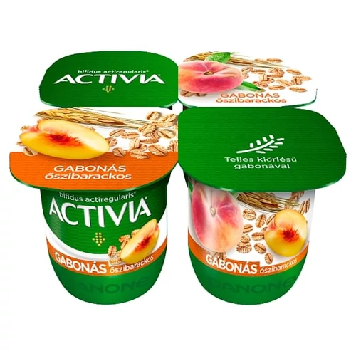 DANONE ACTIVIA ÉLŐFLÓRÁS, ZSÍRSZEGÉNY ŐSZIBARACKOS JOGHURT GABONÁKKAL 4 X 125 G