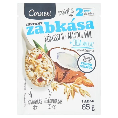 CORNEXI KÓKUSZ MANDULA ZABKÁSA HOZZÁADOTT CUKOR NÉLKÜL 65G