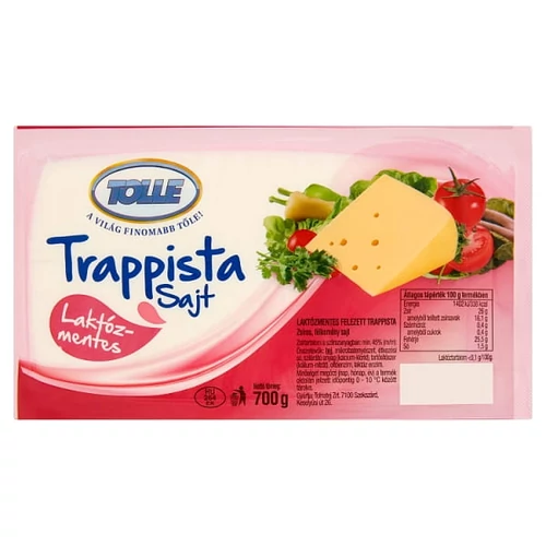 TOLLE LAKTÓZMENTES ZSÍROS, FÉLKEMÉNY TRAPPISTA SAJT 700 G