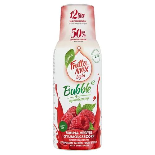 FRUTTAMAX LIGHT BUBBLE¹² MÁLNA VEGYES GYÜMÖLCSSZÖRP ÉDESÍTŐSZEREKKEL 500 ML