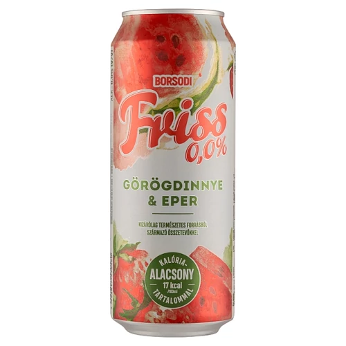 Borsodi Friss 0,0% görögdinnye-eper ízű ital és alkoholmentes világos sör keveréke 0,5 l 