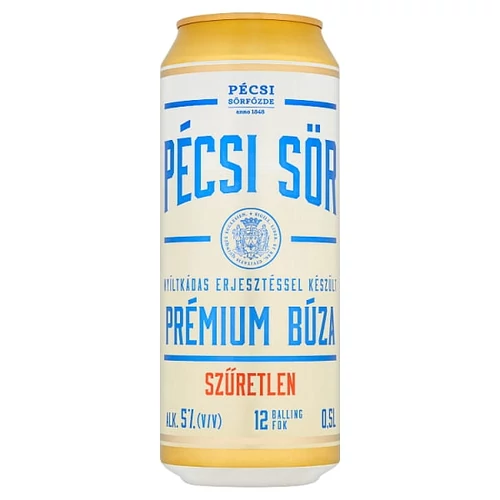 PÉCSI SÖR PRÉMIUM BÚZA MINŐSÉGI SZŰRETLEN VILÁGOS BÚZASÖR 5% 0,5 L
