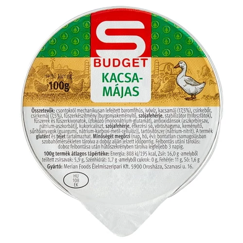 S-BUDGET KACSAMÁJAS 100G