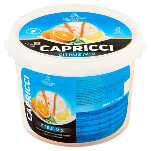 GELATIAMO CAPRICCI CITRUS MIX CITROM-GRAPEFRUIT-NARANCS ÍZŰ JÉGKRÉM NARANCS ÍZŰ ÖNTETTEL 2000 ML