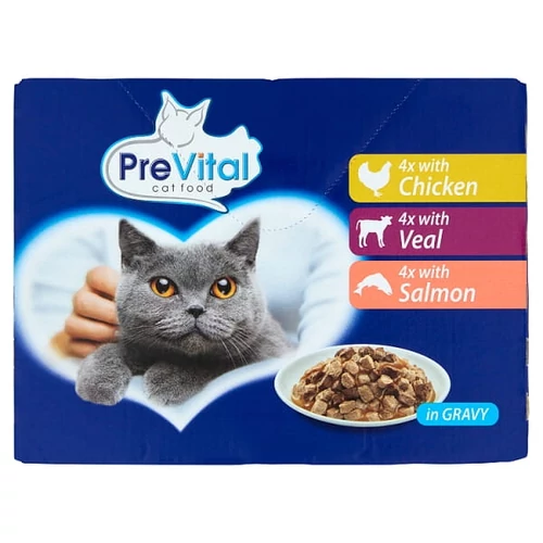 PREVITAL TELJES ÉRTÉKŰ ÁLLATELEDEL FELNŐTT MACSKÁK SZÁMÁRA 12 X 100 G