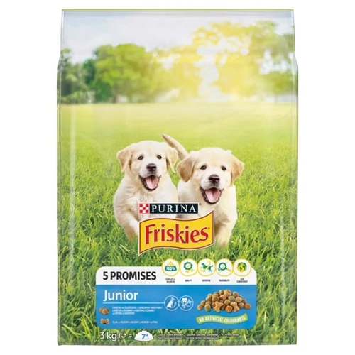 FRISKIES VITAFIT JUNIOR TELJES ÉRTÉKŰ ÁLLATELEDEL KÖLYÖKKUTYÁK SZÁMÁRA CSIRKÉVEL & ZÖLDSÉGEKKEL 3 KG