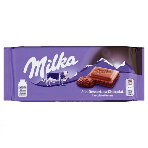 MILKA ALPESI TEJCSOKOLÁDÉ HABOSÍTOTT KAKAÓS TÖLTELÉKKEL 100 G