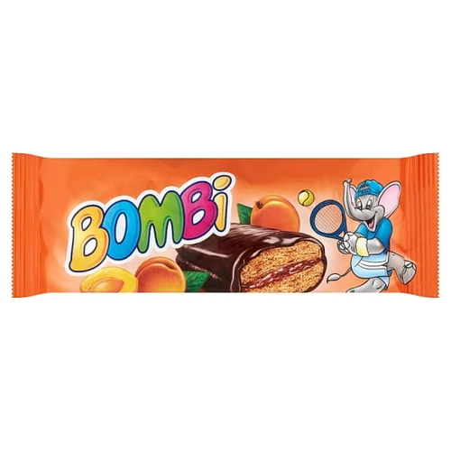 BOMBI KAKAÓS BEVONÓMASSZÁBA MÁRTOTT, SÁRGABARACKOS LEKVÁRRAL TÖLTÖTT APRÓSÜTEMÉNY 45 G