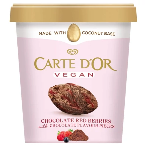 CARTE D'OR POHARAS JÉGKRÉM VEGÁN KAKAÓS-PIROSGYÜMÖLCSÖS 465 ML
